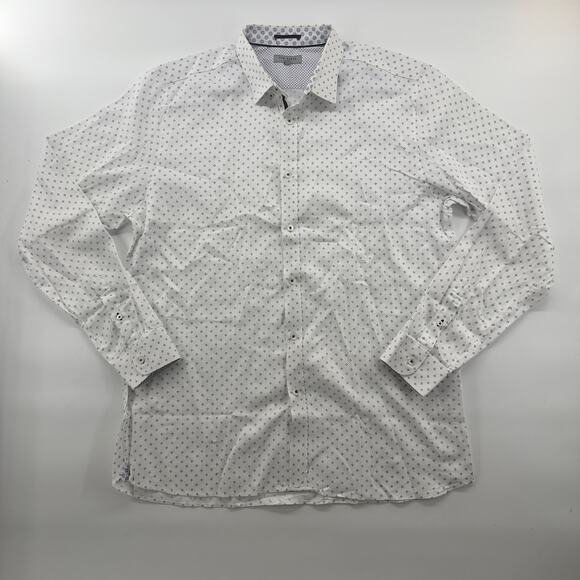 Ted Baker London Men’s Size 6 Button Up Shirt White Geometric Print Long Sleeve - Picture 1 of 6